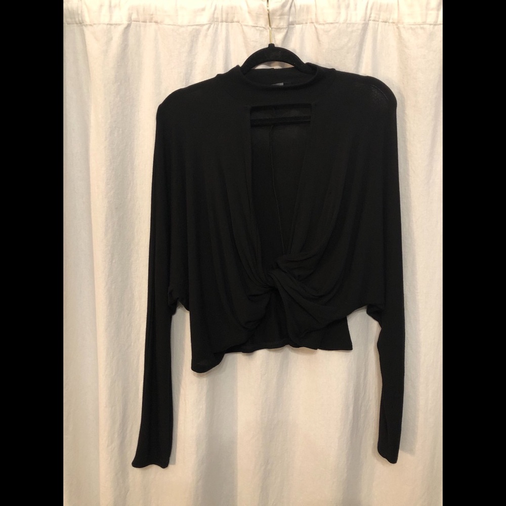 Black open V blouse